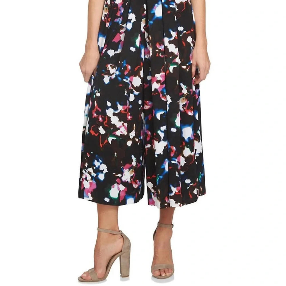 1. State Jumpsuit Romper Floral Culotte Black Colorful - Picture 4 of 13